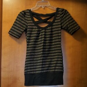 Fleurish Black and Gold Striped Top